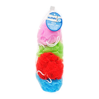 Nuvalu Bath Sponge Ball 120G 4Pcs W/Asst Clrs