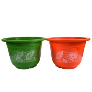 Planter Round Plastic  W/Print & Asst Clrs