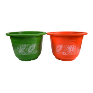 Planter Round Plastic  W/Print & Asst Clrs