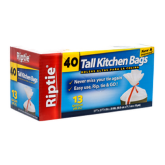 Riptie Trash Bag Tall Kitchen 13Gal 40Ct #55913