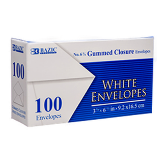 Bazic Envelope 100 Ct White W/ Gummed Closure