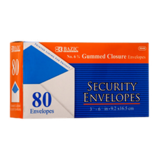 Bazic Envelope 80Ct Securtiy  "Gummed Closure" #