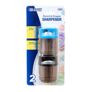 Bazic Pencil Sharpener 2Pc Round Dual Blade