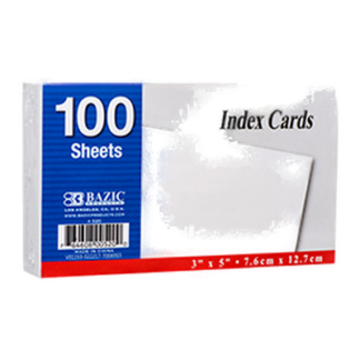 Bazic Index Card 3X5 100Ct Plain #520