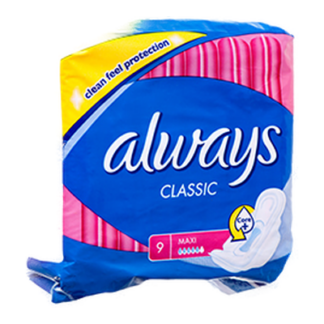 Always Classic Maxi Pad W/Wings 9 Ct
