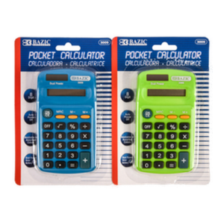 Bazic Calculator 8 Digit Pocket Size Assorted Colors