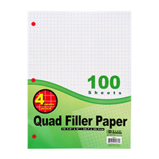 Bazic Filler Paper 100 Ct Quad Ruled