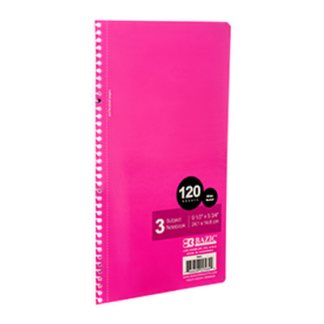 Bazic Notebook 9 X 6 120Ct Wide Rule 3-Subject Asst Colors