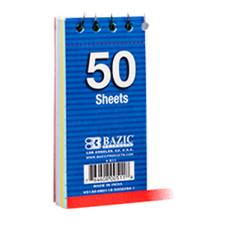 Bazic Index Card 50Ct W/Sprial Asst Clr #511
