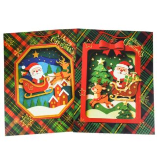 Hx Xmas Paper Gift Bag Asst Santa'S Prints X-Large
