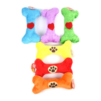 Dog Toy Plush 9In Bone W/Squkr 6 Asst Colors