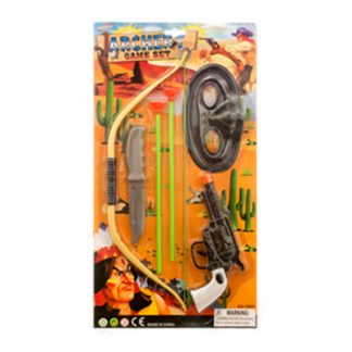 Toy Bow & Arrow Set W/ Knife & Gun #12891