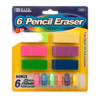 Bazic Eraser 12 Pc Assorted Neon Color & Design