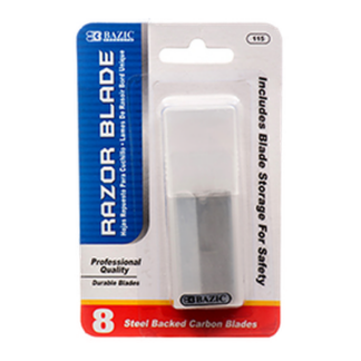 Bazic Razor Blade Replacement 8 Pc Steel Backed Carbon