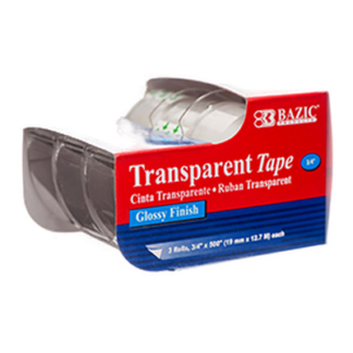 Bazic Tape 3Pk Transparent 3/4" X 450"