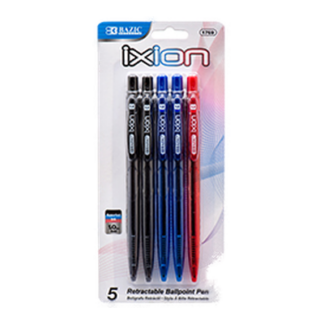 Bazic Pen 5 Pc Mixed Color Transparent "Ixion"