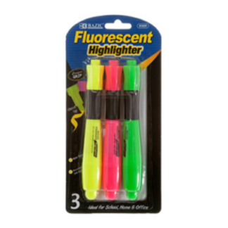 Bazic Highlighter 3Pc W/Grip Asst Color #2325