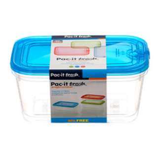 Pac It Fresh Rect 1.8L 2Pc Set 3 Asst Clr #75061P