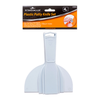 Kingman Plastic Putty Knife Set 1.5"/2"/3"/6" 4Pc Asst Size