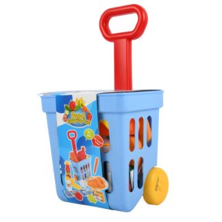 Toy Shopping Basket W/Wheels&Accss Play Set