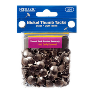 Bazic Thumb Tack 200Pc Silver