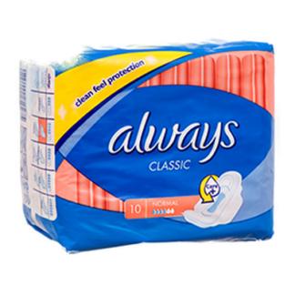 Always Classic Maxi Pad Normal W/Wings 10 Ct