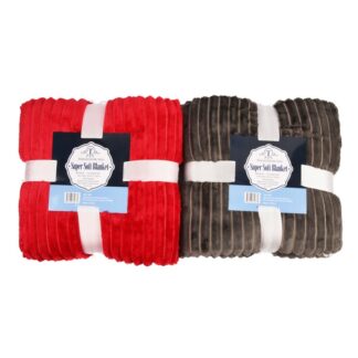Hw Throw Blanket Charcoal & Red Color Sherpa