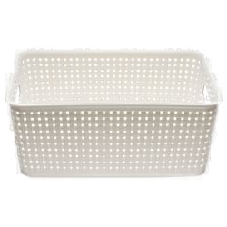 Nuvalu Plastic Basket White Color Rattan 7.87" 10.62" X 4.21" #10