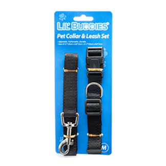 Pet Collar & Leash 2Pcs W/3 Asst Clrs