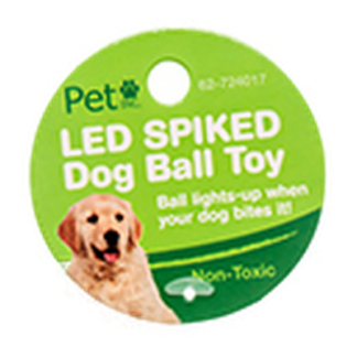 Led Spiked Dog Toy Round Asst Color 24Pk