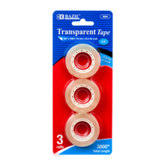 Bazic Tape Refill 3 Pc 3/4 X 1000" Transparent