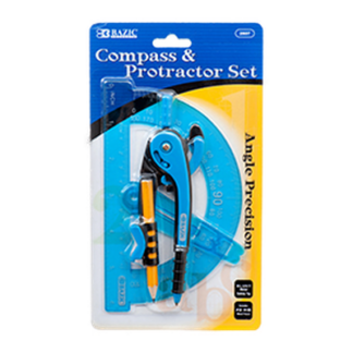 Bazic Compass & Protractor Set Asst Clr #2807