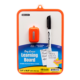Bazic Dry Erase Learning Board W/ Marker & Eraser Asst Clr #6016