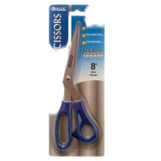 Bazic Scissors 8" Bent Handle Stainless Steel Asst Clr