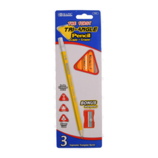 Bazic Pencil 3Pc Jumbo Triangle W/Sharpener