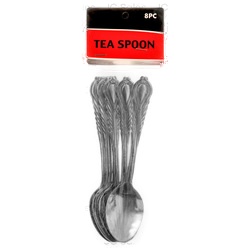 Table King Tea Spoon 8Pc Stainless Steel 5" W/Design #011245