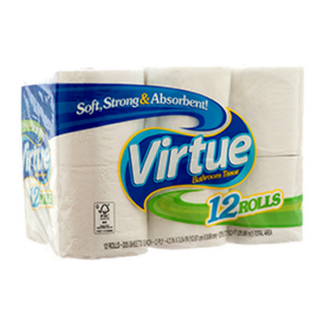 Virtue Bath Tissue Toilet Paper 12 Pk 225 Ct 2 Ply