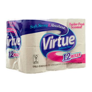 Virtue Bath Tissue Toilet Paper 12 Pk 225 Ct 2 Ply Scented