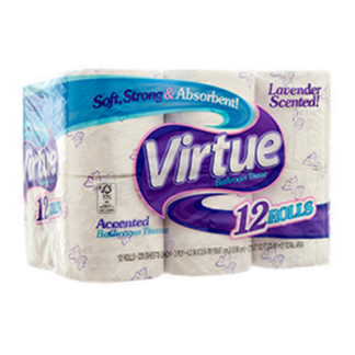 Virtue Bath Tissue Toilet Paper 12 Pk 225 Ct 2 Ply Lavender Scent