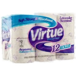 Virtue Bath Tissue Toilet Paper 12 Pk 225 Ct 2 Ply Lavender Scent