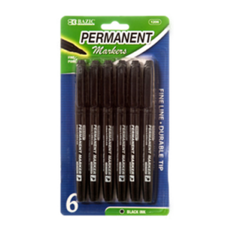 Bazic Marker Permanent 5Pc Black Clr #1206
