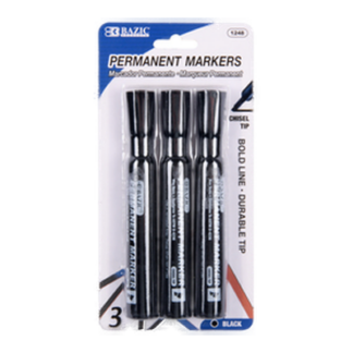 Bazic Marker Permanent 3Pc Black #1248