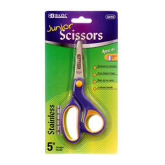 Bazic Scrissors 5" Stainless Steel W/Grip Asst Clr #4410