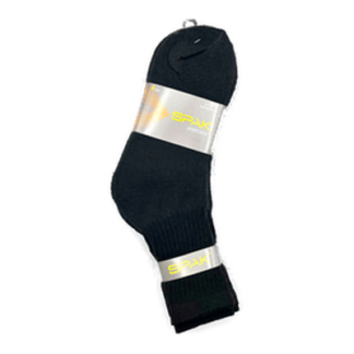 Mens 4 Pair Crew Sport Socks- Black Sz 9-11