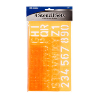 Bazic Alphabet Stencils 4Pc Set 6 Asst Clr #302
