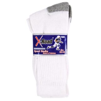 Sport Socks Men 2 Pair Crew White H/T Gray 10-13