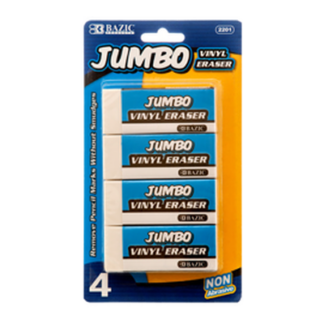 Bazic Eraser 4Pc Jumbo White Clr #2201