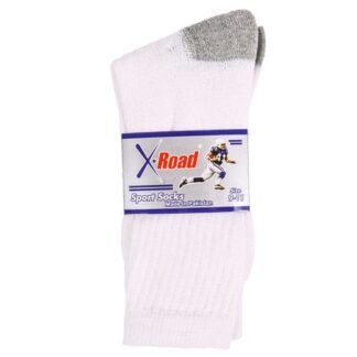 Sport Socks Men 2 Pair Crew White H/T Gray 9-11