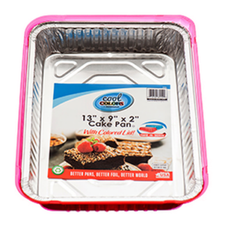 Durable Aluminum Cake Pan Rect W/Lid 2 Asst Clr