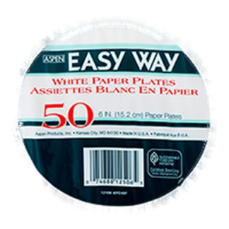 Aspen Paper Plate Round 6" 50 Ct White